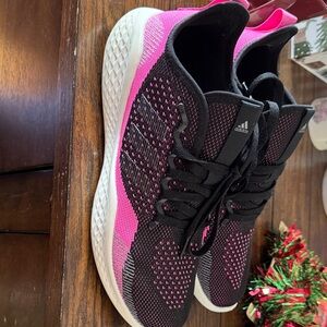 Adidas Women's Black and Pink Running Shoes
